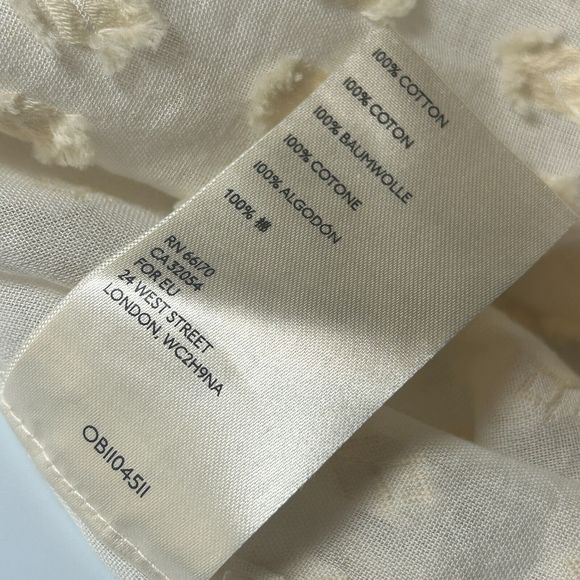 Pilcro Anthropologie Blouse Shirt Cotton Cream Textured Dot Size S NWT - Picture 7 of 14